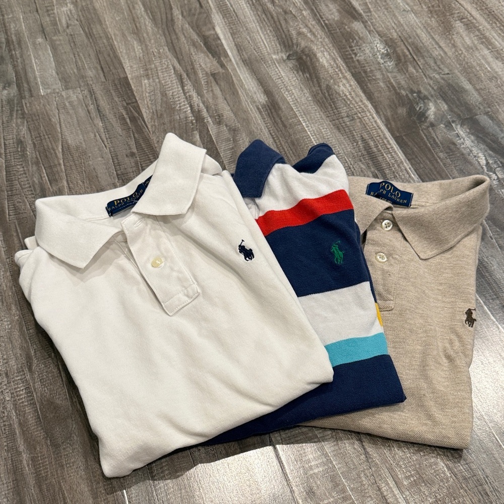 Polo by Ralph Lauren Kids' Polo Shirt Trio - White, Navy, Tan